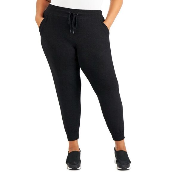 ID Ideology Women S Drawstring Knit Joggers Black Size 3X - Picture 1 of 3